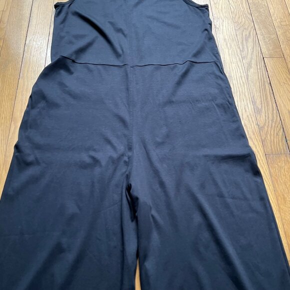 Everlane Size L Black The Luxe Cotton Sleeveless Cropped Wide Leg Jumpsuit - Picture 16 of 16